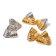 18k Gold Classic 80's Triangles with Braided Texture Earrings