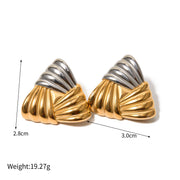 18k Gold Classic 80's Triangles with Braided Texture Earrings