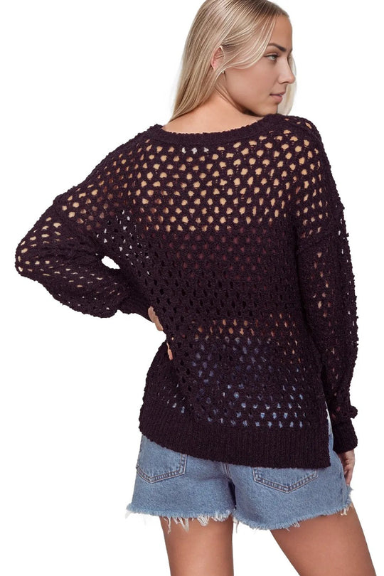 Openwork Slit Knit Cover Up