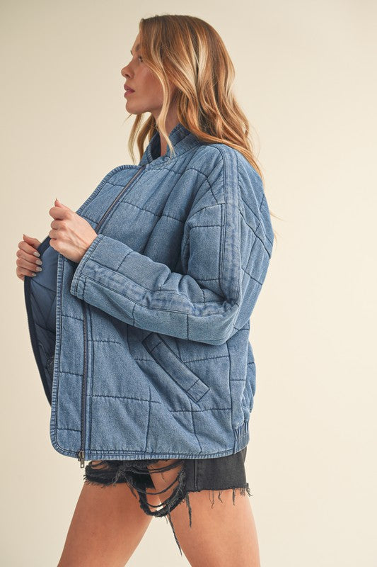 Aemi + Co WASHED DENIM / S FAE DENIM QUILTED JACKET