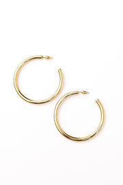 Aili's Corner 14K STAINLESS STEEL OPEN HOOP EARRINGS