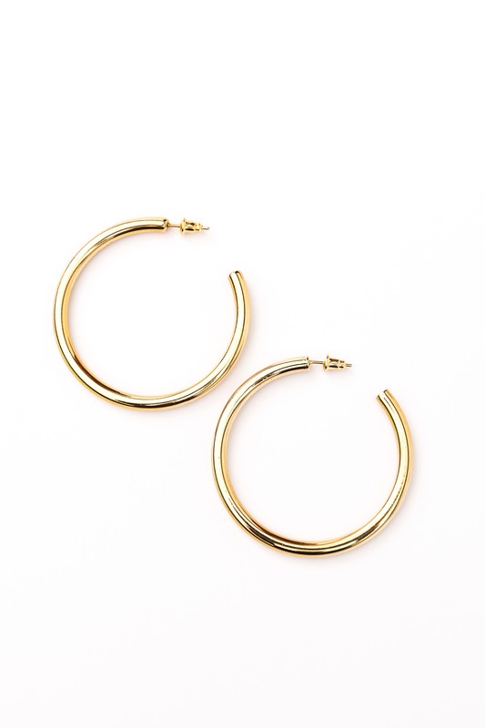 Aili's Corner 14K STAINLESS STEEL OPEN HOOP EARRINGS