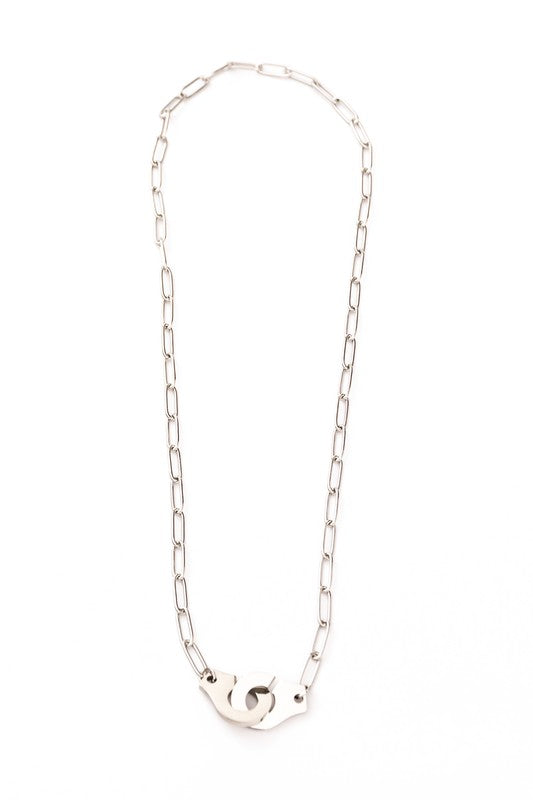 Aili's Corner 18K STAINLESS STEEL HANDCUFF NECKLACE