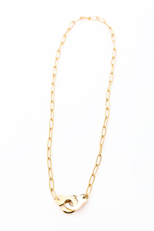 Aili's Corner 18K STAINLESS STEEL HANDCUFF NECKLACE