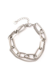 Aili's Corner 18K STAINLESS STEEL LAYERED PAPERCLIP BRACELET