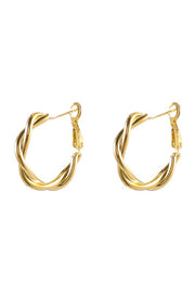 Aili's Corner 18K STAINLESS STEEL TWISTED HOOP EARRINGS