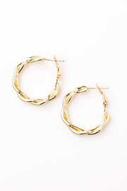 Aili's Corner 18K STAINLESS STEEL TWISTED HOOP EARRINGS