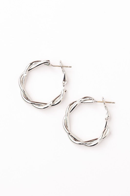 Aili's Corner 18K STAINLESS STEEL TWISTED HOOP EARRINGS