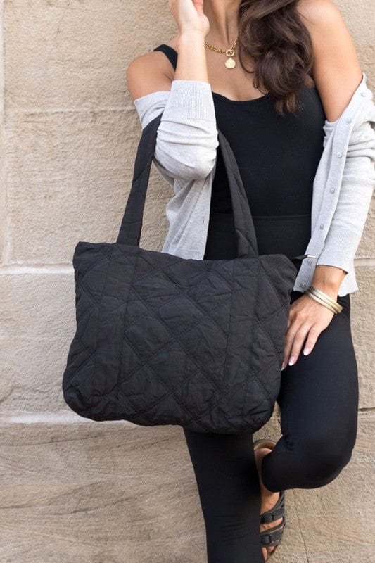 Aili's Corner Bags Black / OneSize Quilted Tote