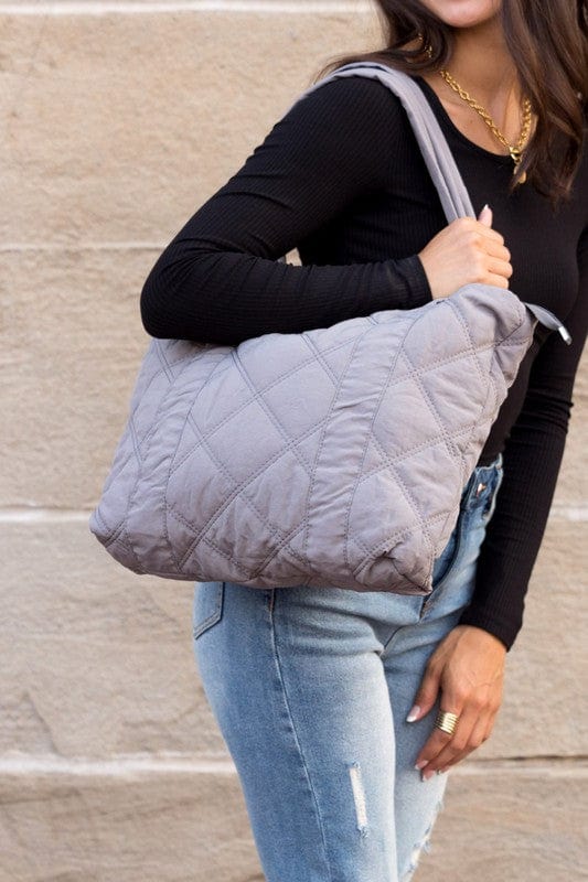 Aili's Corner Bags Gray / OneSize Quilted Tote