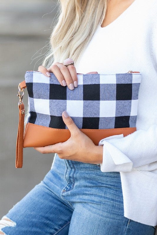 White/Black Plaid / OneSize Buffalo Plaid Clutch