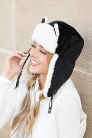 Black / OneSize Kitten Ear Trapper Hat