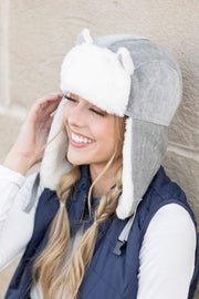 Gray / OneSize Kitten Ear Trapper Hat