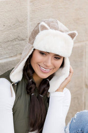 Taupe / OneSize Kitten Ear Trapper Hat