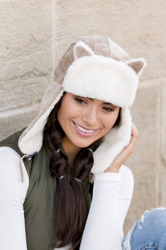 Taupe / OneSize Kitten Ear Trapper Hat