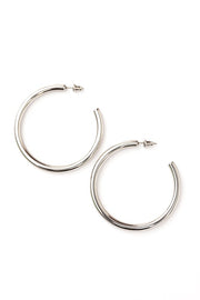 Aili's Corner Silver / OneSize 14K STAINLESS STEEL OPEN HOOP EARRINGS