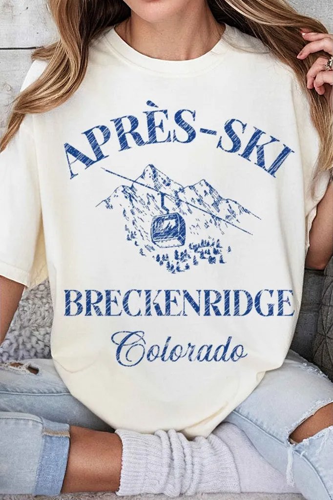 ALPHIA Shirts & Tops NATURAL / SMALL Apres Ski Breckenridge Colorado Graphic Tee