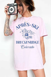 ALPHIA Shirts & Tops PINK / SMALL Apres Ski Breckenridge Colorado Graphic Tee