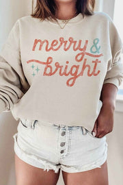 SAND / SMALL MERRY AND BRIGHT CHRISTMAS GRAPHIC SWEATSHIRT
