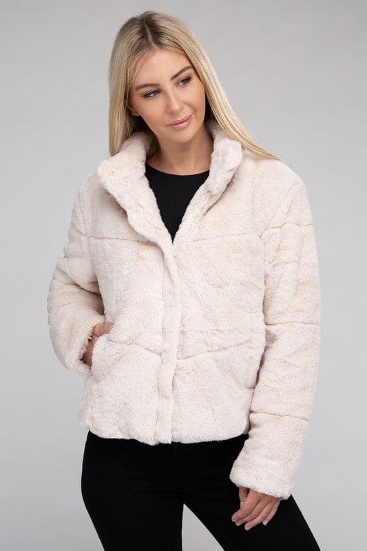 Coats Fluffy Zip-Up Sweater Jacket