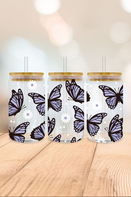 Smokey Butterfly Glass Cup