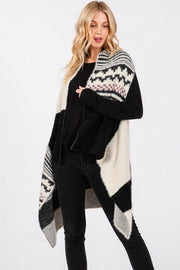 Aztec Pattern Fuzzy Knit Winter Vest