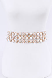 Artini Accessories Belts CLEAR/GOLD / O/S Plus Size Pearl Studs Clear PVC Belt