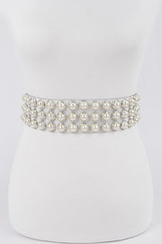 Artini Accessories Belts CLEAR/SILVER / O/S Plus Size Pearl Studs Clear PVC Belt