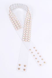 Artini Accessories Belts Plus Size Pearl Studs Clear PVC Belt