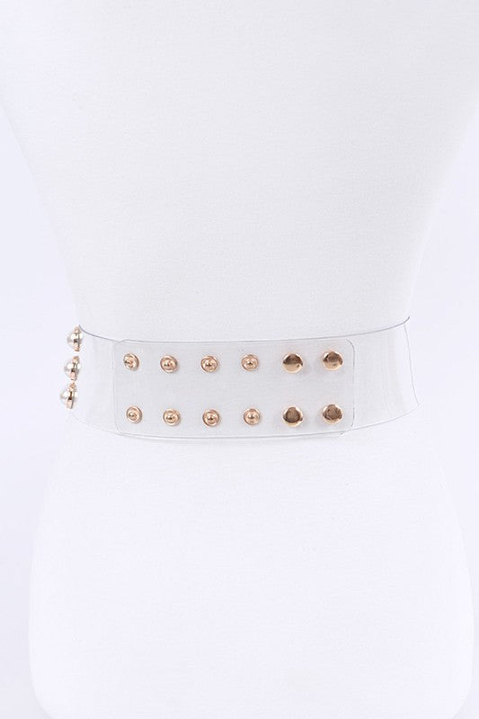 Plus Size Pearl Studs Clear PVC Belt