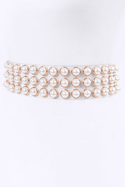 Artini Accessories Belts Plus Size Pearl Studs Clear PVC Belt