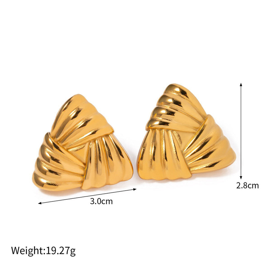 18k Gold Classic 80's Triangles with Braided Texture Earrings