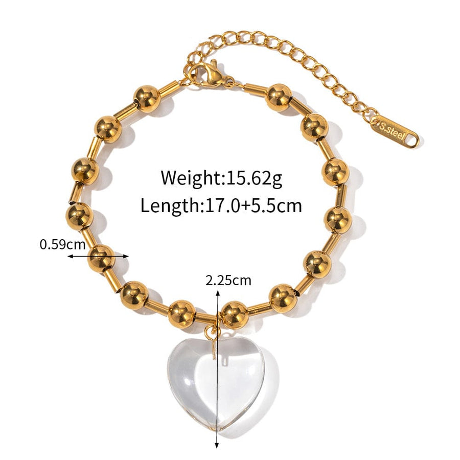18K Gold Trendy Heart Necklace and Bracelet Sold Separately