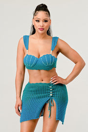 Little Mermaid Pearl Adorable Two Knit Bikini Set