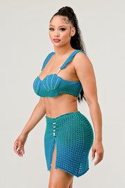 Little Mermaid Pearl Adorable Two Knit Bikini Set