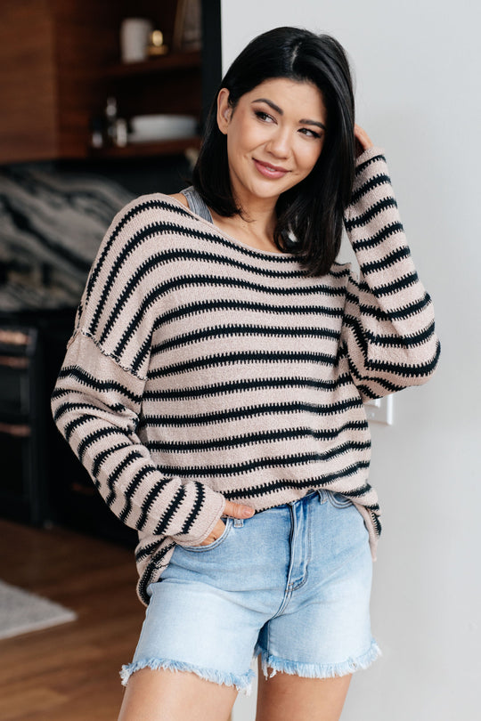 Womens Self Assured Striped Sweater