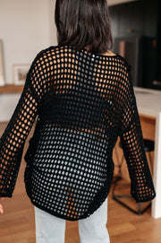 Womens Ask Anyway Fishnet Sweater
