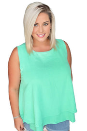 Double Tiered Flare Tank in Mint