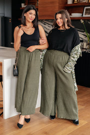 Womens Harmony High Rise Wide Pants in Olive