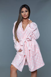 BE WICKED PINK/WHITE / 2X/3X Kaylee Robe Polka Dot