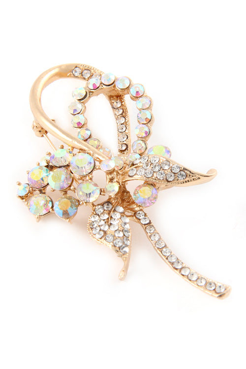 Bella Chic Brooches & Lapel Pins AB GOLD/GDAB / Os Double Leaf and Flower Brooch
