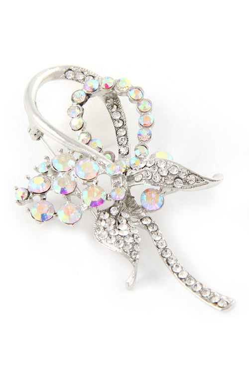 Bella Chic Brooches & Lapel Pins AB SILVER/SVAB / Os Double Leaf and Flower Brooch