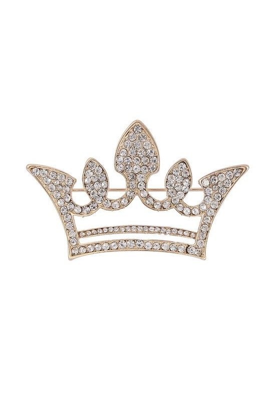 Bella Chic Brooches & Lapel Pins GDCL/GOLD CLEAR / Os Rhinestone Crown Brooch