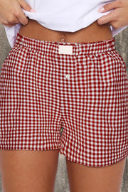 Bella Love Boutique California LLC Bottoms/Casual Shorts Red Plaid Gingham Printed High Waist Shorts