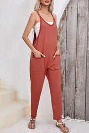 Bella Love Boutique California LLC Bottoms/Jumpsuits & Rompers Gold Flame Side Pockets Harem Pants Sleeveless V Neck Jumpsuit