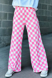 Bella Love Boutique California LLC Bottoms/Pants & Culotte Black 2-Tone Checked Print High Waist Wide Leg Pants