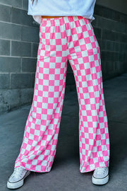 Bella Love Boutique California LLC Bottoms/Pants & Culotte Black 2-Tone Checked Print High Waist Wide Leg Pants