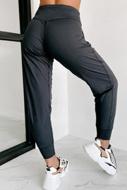 Bella Love Boutique California LLC Bottoms/Pants & Culotte Black Exposed Seam High Waist Pocketed Joggers