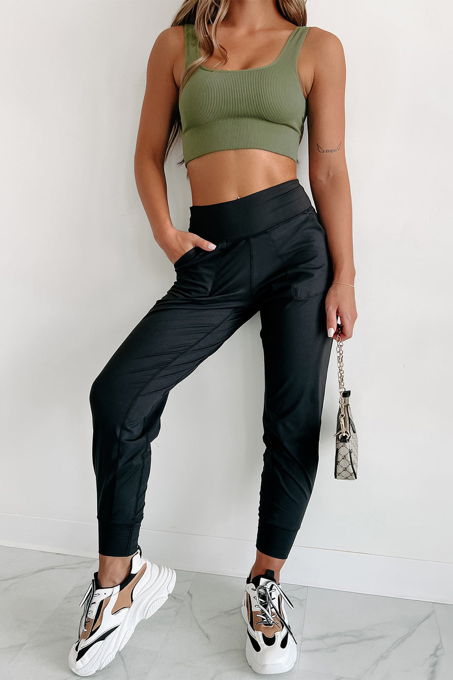 Bella Love Boutique California LLC Bottoms/Pants & Culotte Black Exposed Seam High Waist Pocketed Joggers