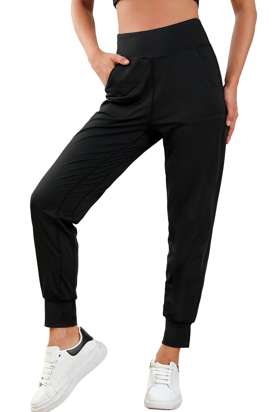 Bella Love Boutique California LLC Bottoms/Pants & Culotte Black Exposed Seam High Waist Pocketed Joggers